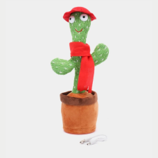 Танцующий кактус Dancing Cactus в горшке с подсветкой повторяет звуки 120 мелодий красный